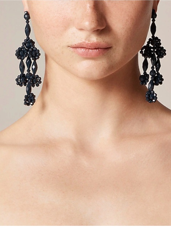 J. Crew Jewelry - J. Crew Navy Beaded Cluster Drop Earrings
